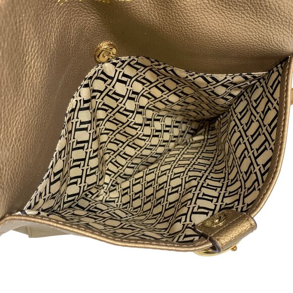 TIGNANELLO Metallic Gold/Bronze Leather Buckle Strap Shoulder Crossbody Bag EUC - Picture 10 of 12